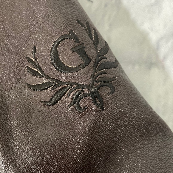 Womens Guess Jacket size Medium Brown Faux Leather Zip Up Jacket - Picture 6 of 9